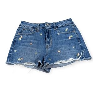American Eagle Shorts Size 0 Blue Mom Short Cut Off Floral Embelished Y2K Style